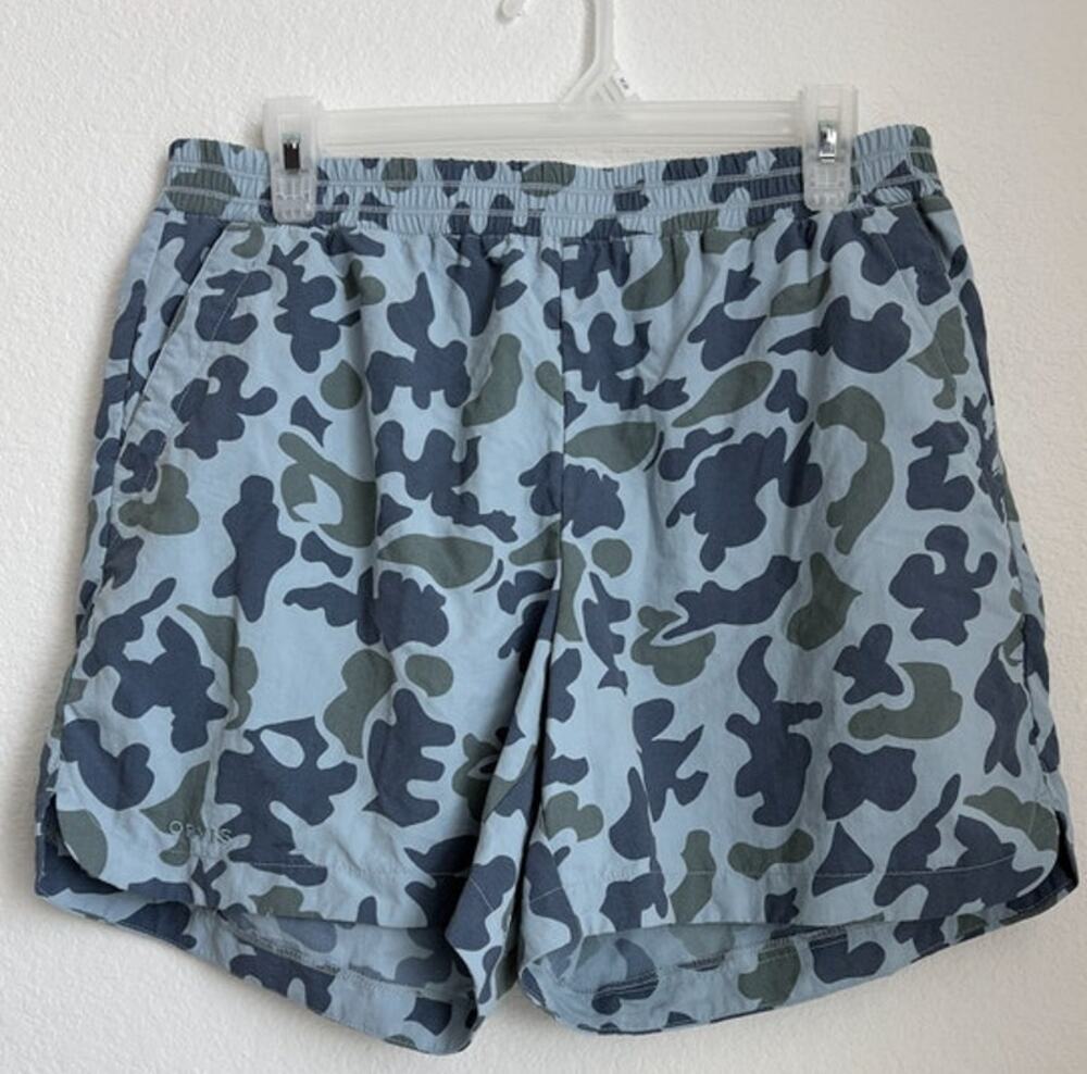 Orvis Mens Blue Camo Linerless Performance Short Size Medium